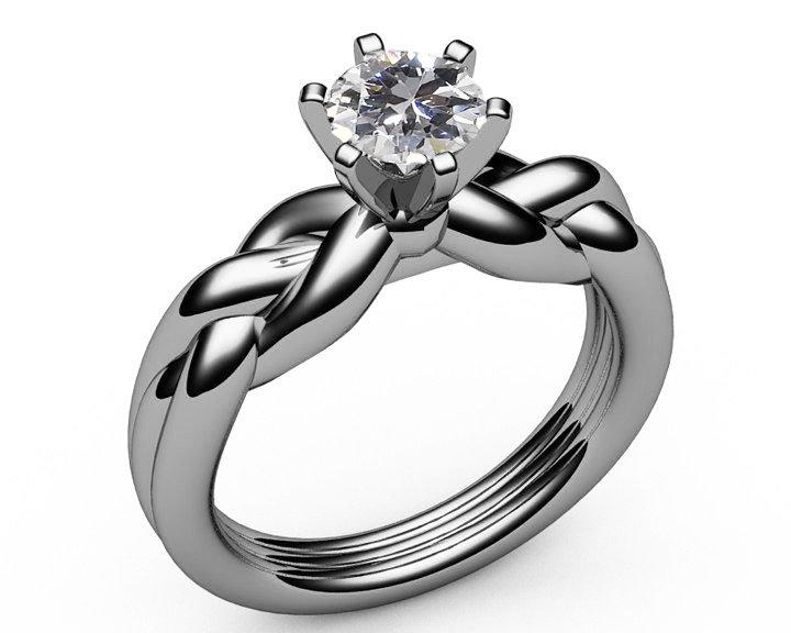 Swirl Ring, Swirl Gold Ring, Solitaire Diamond Engagement Ring, Handmade Diamond Ring, Unique Solitaire Engagement Ring, Solitaire Ring