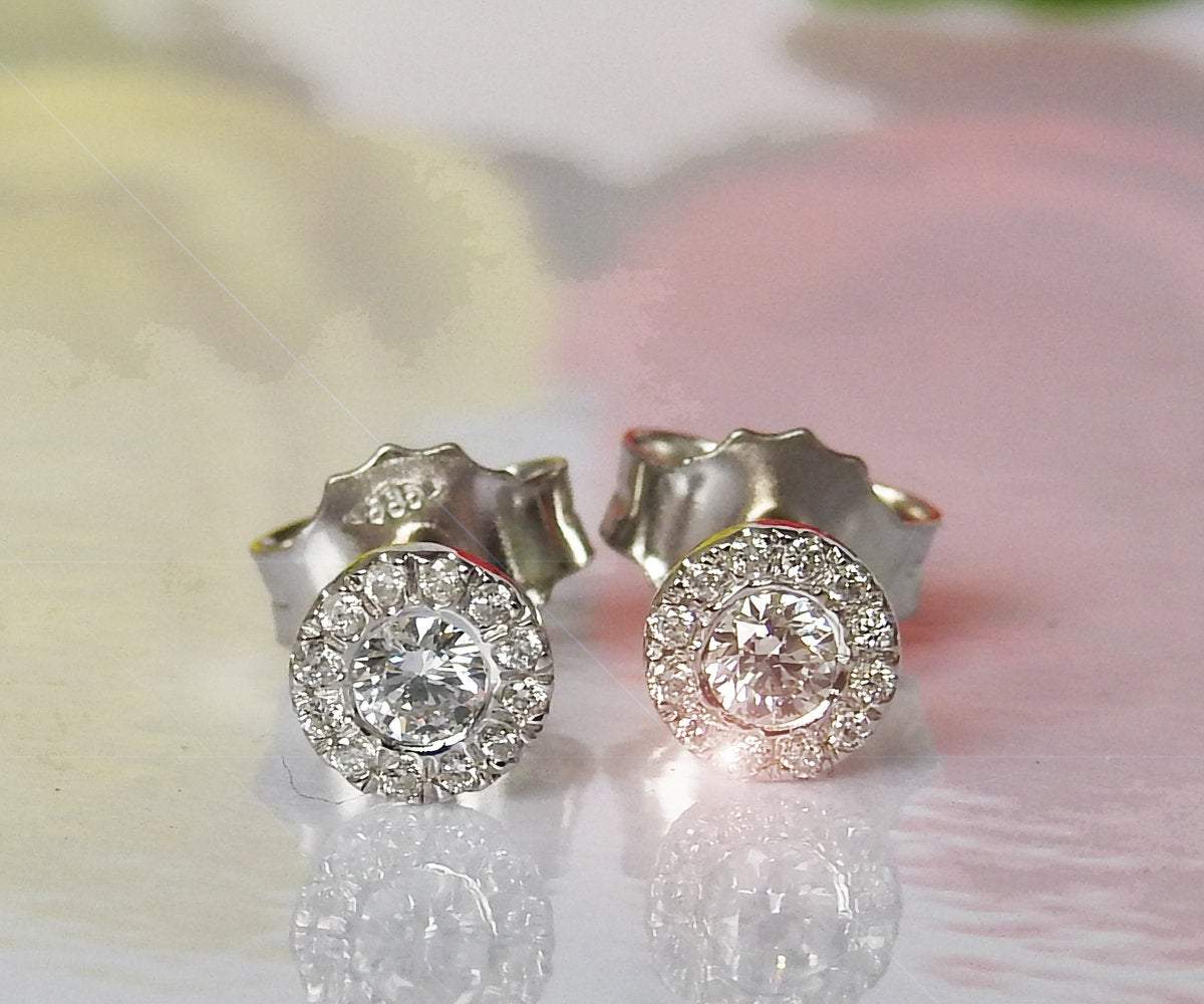 14K gold Earrings 14K Yellow gold Earrings Celtic Earrings Diamond Earrings Stud Earrings Martini Earrings 0.28ct Anniversary