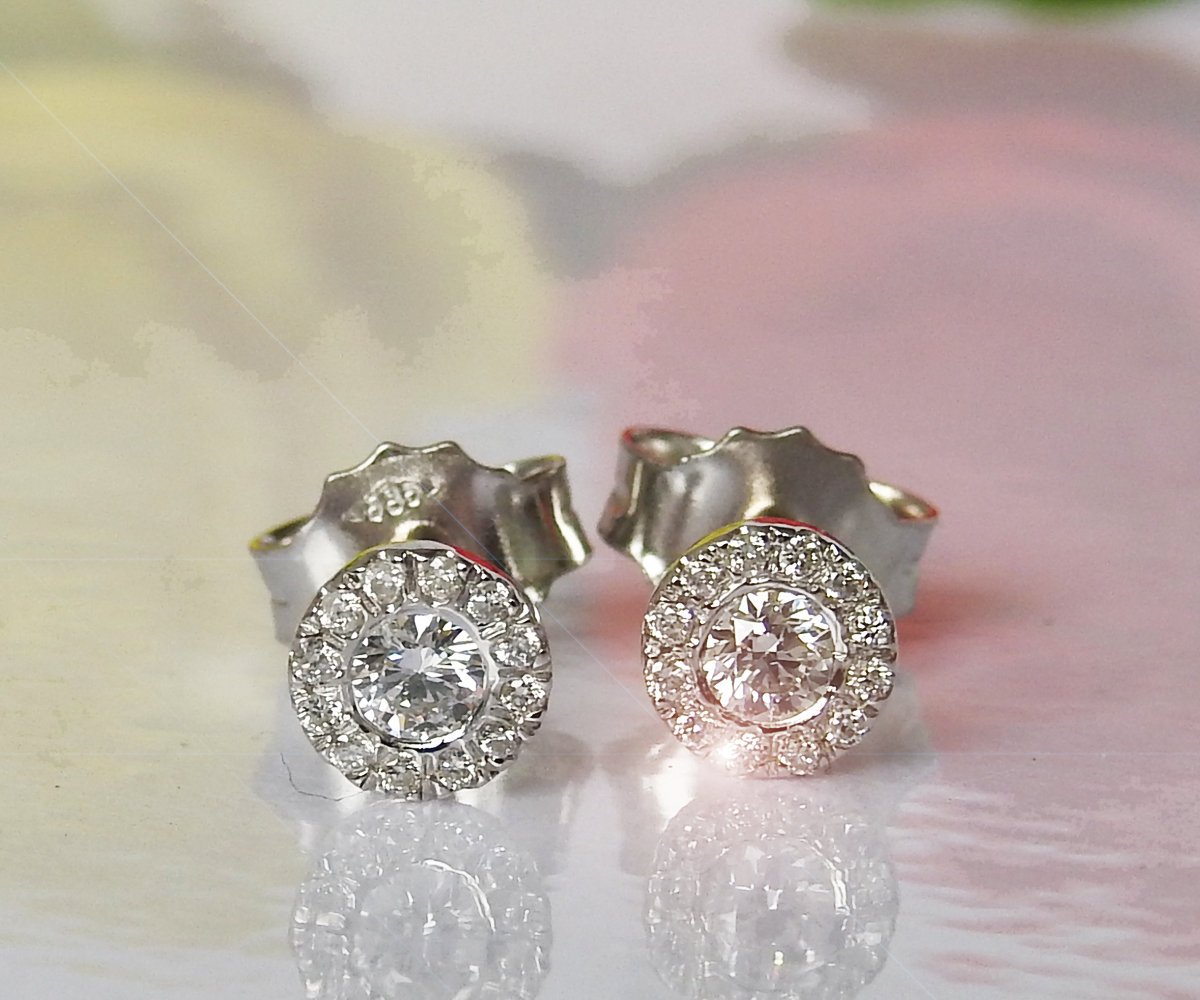 Martini Earrings, Gold Diamond Earrings, Celtic Earrings Gold, 14k Gold Diamond Earrings, Celtic Jewelry Women, Gold Diamond Stud Earrings - Lianne Jewelry