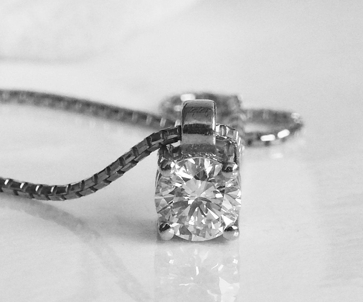 Pendant Diamond Pendant Solitaire Pendant 0.36 ct 14K Yellow gold chain included  Minimalist pendant