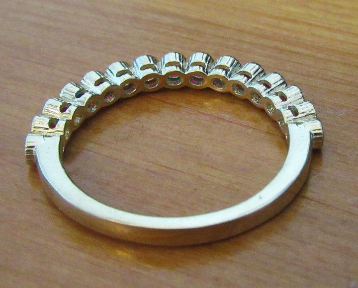 Stacking Ring 14K Gold Gift 15th Anniversary Ruby Band Milgrain Ring 15 Red band Eternity Ring 14K Yellow Ruby Birthstone Anniversary Gift - Lianne Jewelry