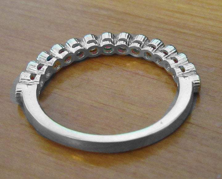 Wedding Band Ruby Stacking Ring Ruby Ring Red Ring Wedding Ring Eternity ring 15th Anniversary Victorian Ring July Birthstone 14K White gold