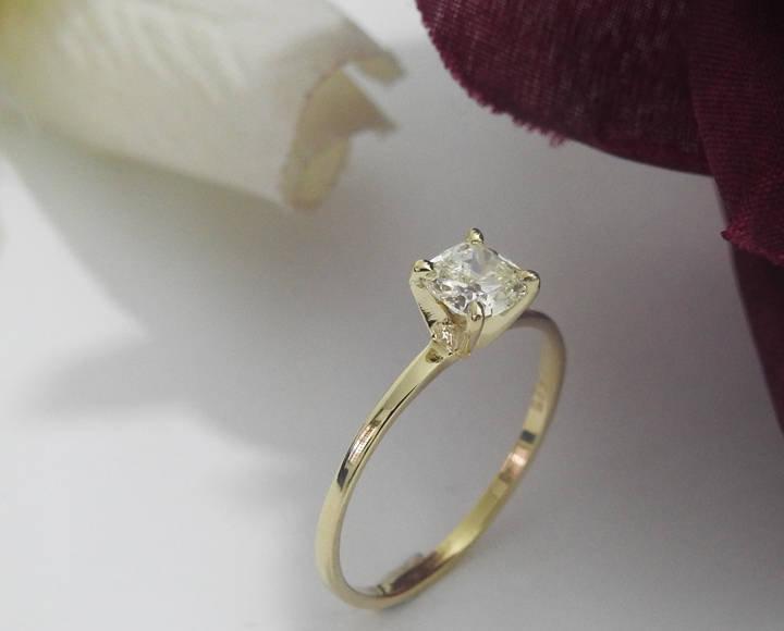 Diamond ring  Gold ring Engagement ring Solitaire Ring Diamond Ring in 14K Yellow Gold