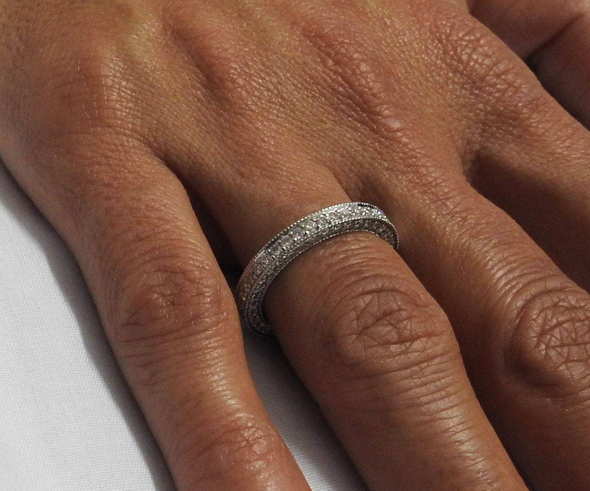 Gold ring Eternity Ring anniversary ring Anniversary Gift 115 Diamonds E-F/VVS