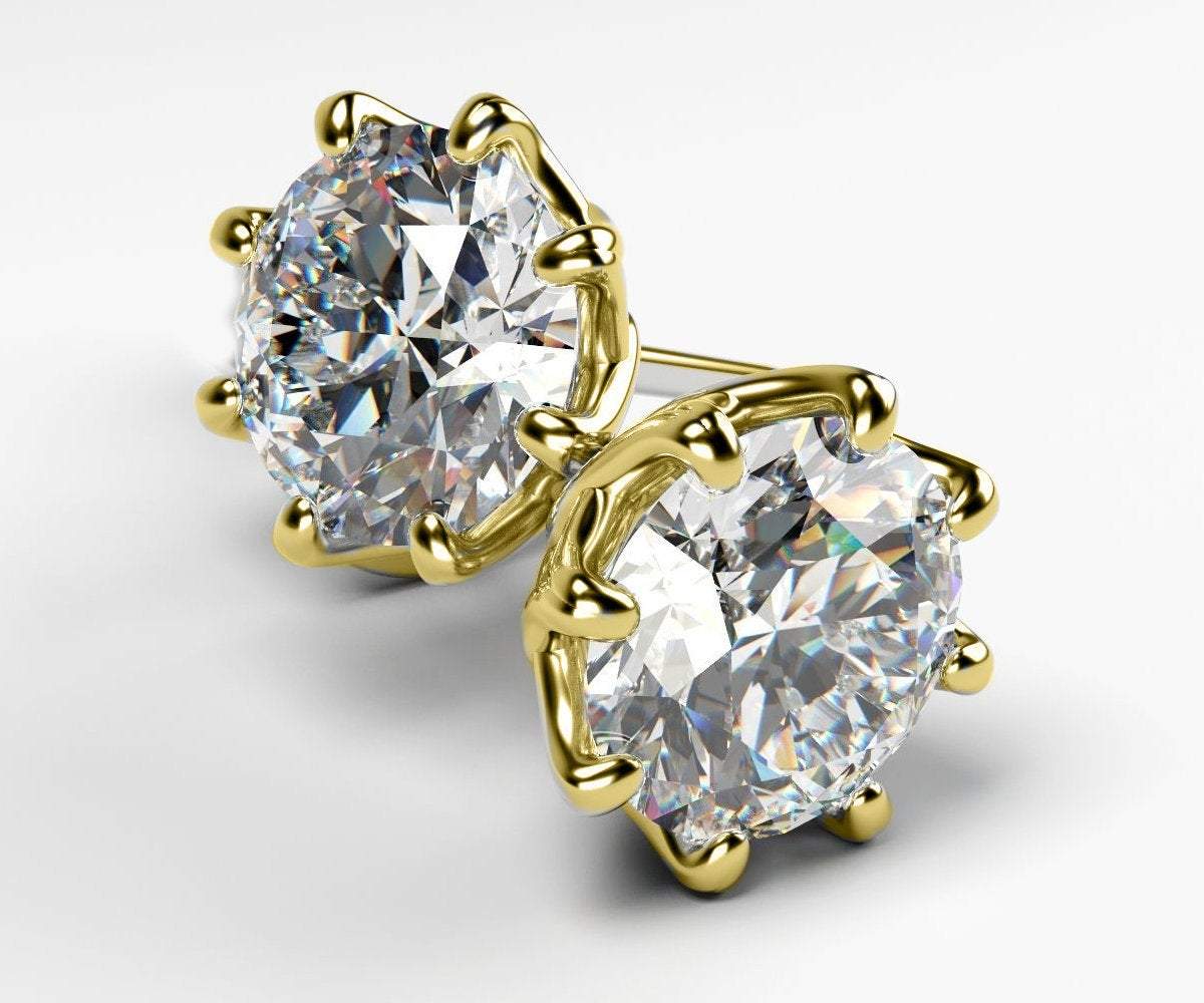 Studs Diamond Earrings Wedding Earrings 1 carat Minimalist Earrings Filigree Earrings 14K or 18K gold 8 Prongs Earrings Jewelry