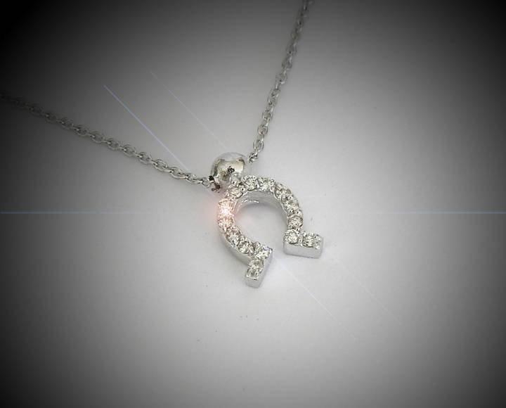 Diamond Pendant Omega Pendant Greek Symbol Gold Jewelry Necklace  Logo Charm Sign Medallion Jewellery 14K or 18K White Yellow or Rose gold