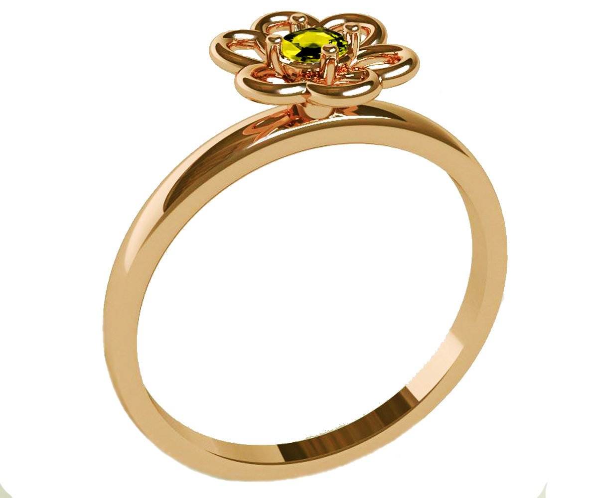 Gold Yellow Sapphire Solitaire Ring Flower Ring Leaves Ring Branch Ring Art Nouveau Unique Engagement Flower Jewelry Engagement Gift