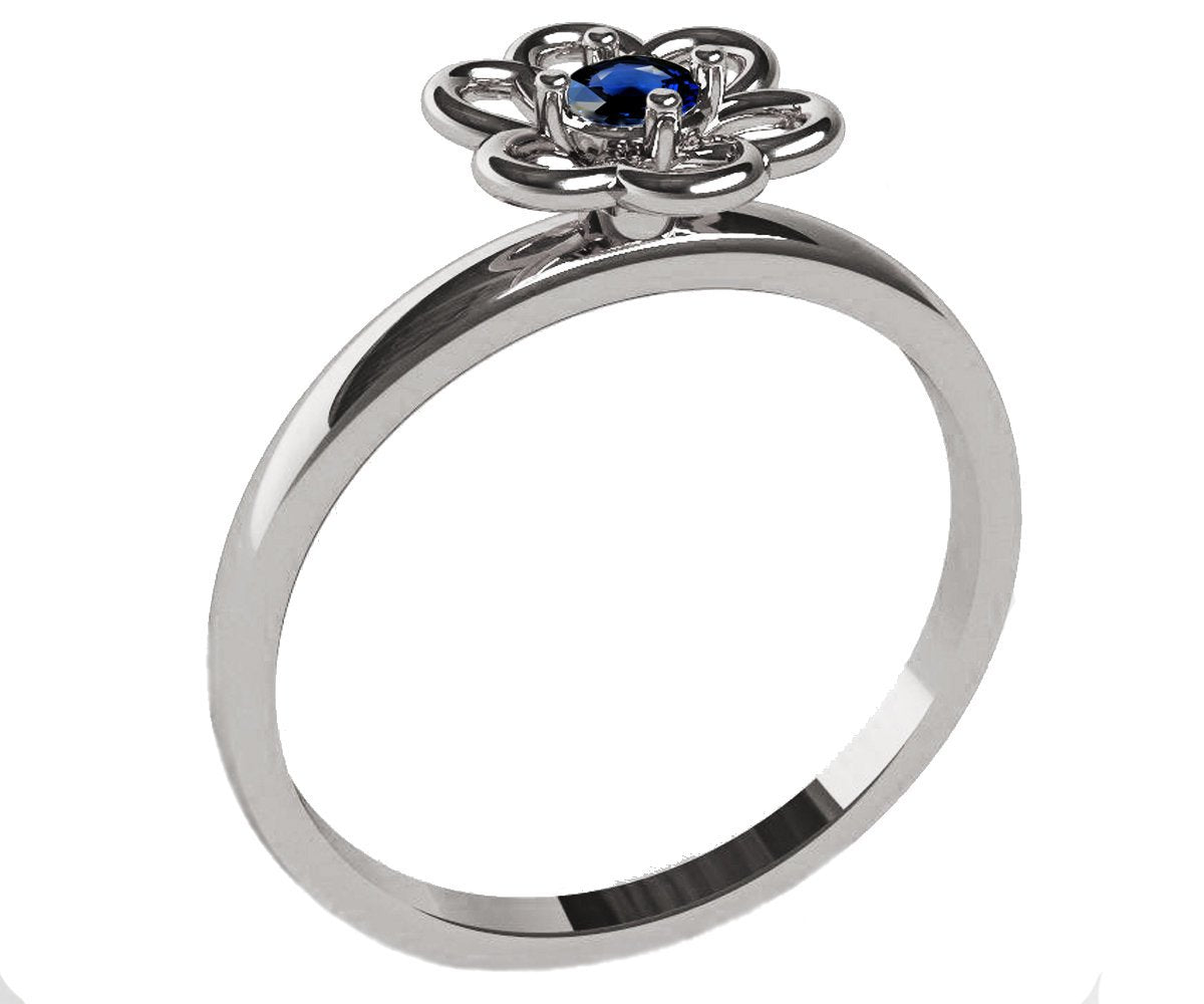 Blue Sapphire Solitaire Ring Flower Ring Leaves Ring Branch Ring Art Nouveau Unique Engagement Flower Jewelry Engagement Gift 14K