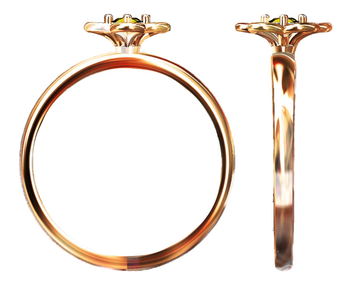 Rose Gold Yellow Sapphire Solitaire Ring Flower Ring Leaves Ring Minimalist Ring Unique Engagement Flower Jewelry Engagement Gift