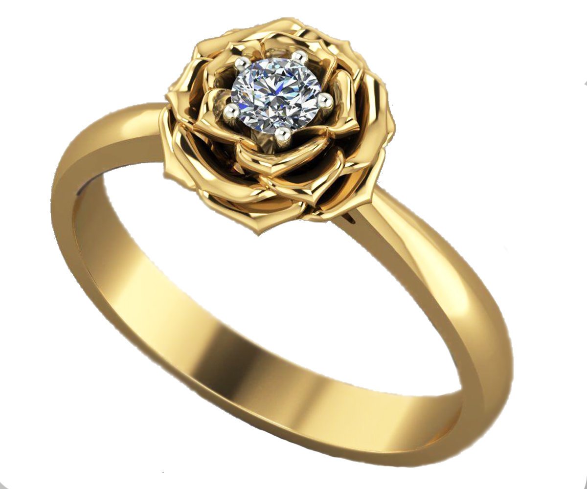 Cute Flower Ring, Flower Ring Diamond, Gold Flower Diamond Ring, Diamond Rose Gold Engagement Ring, Rose Diamond Ring, Flower Ring Wedding - Lianne Jewelry