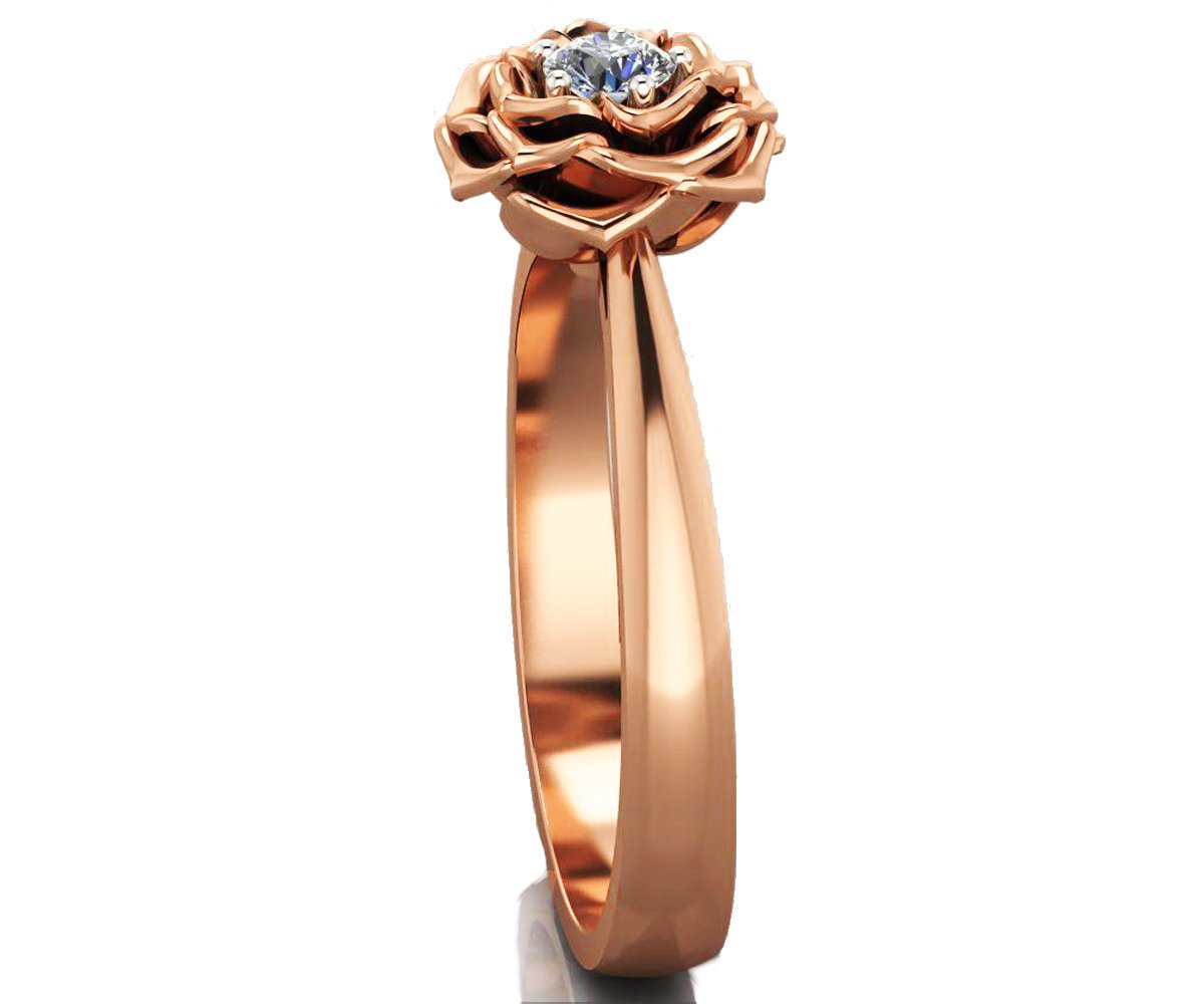 Rose Engagement Ring, Flower Engagement Ring, Braided Ring, Botanical Diamond engagement ring, engagement ring, leaf ring, vintage