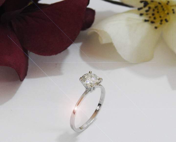 Diamond ring, Gold ring, Unique moissanite engagement ring Solitaire 14K White Gold