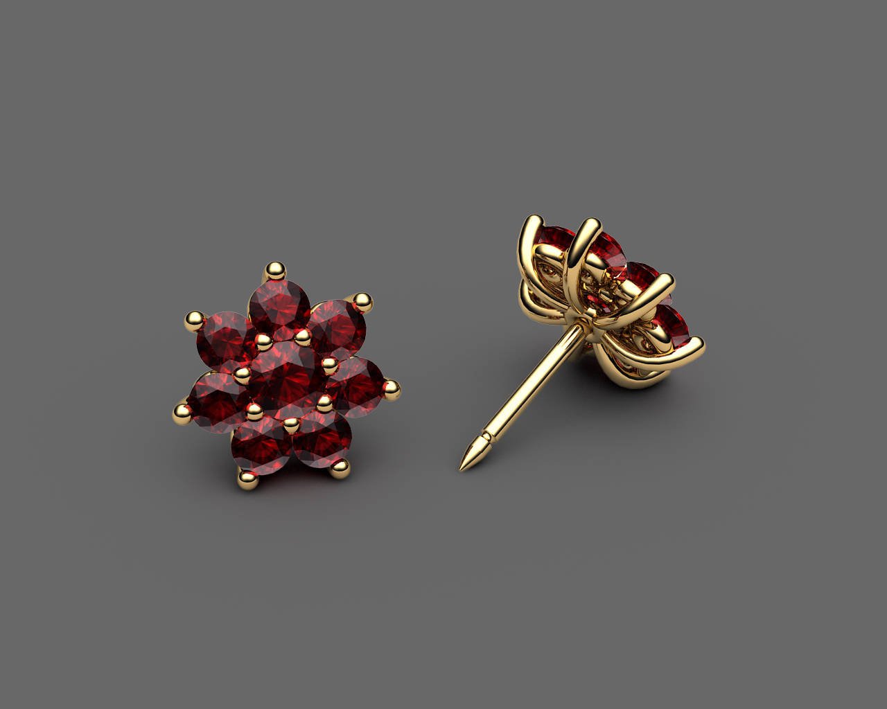 1.90 ct Top of the Line Ruby Earrings Genuine Rubies Pigeon Blood Red Stud Earrings