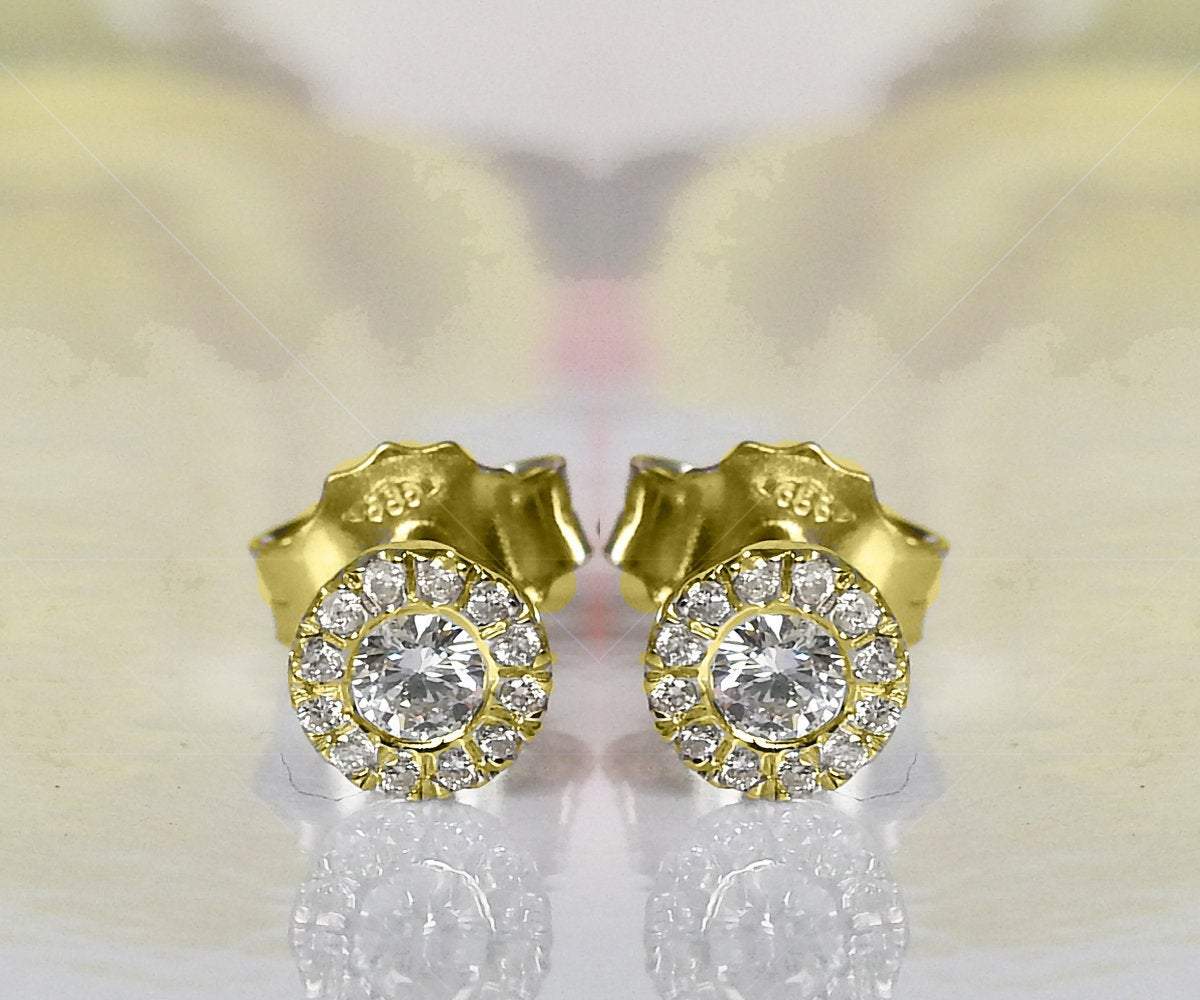 14K gold Earrings 14K Yellow gold Earrings Celtic Earrings Diamond Earrings Stud Earrings Martini Earrings 0.28ct Anniversary