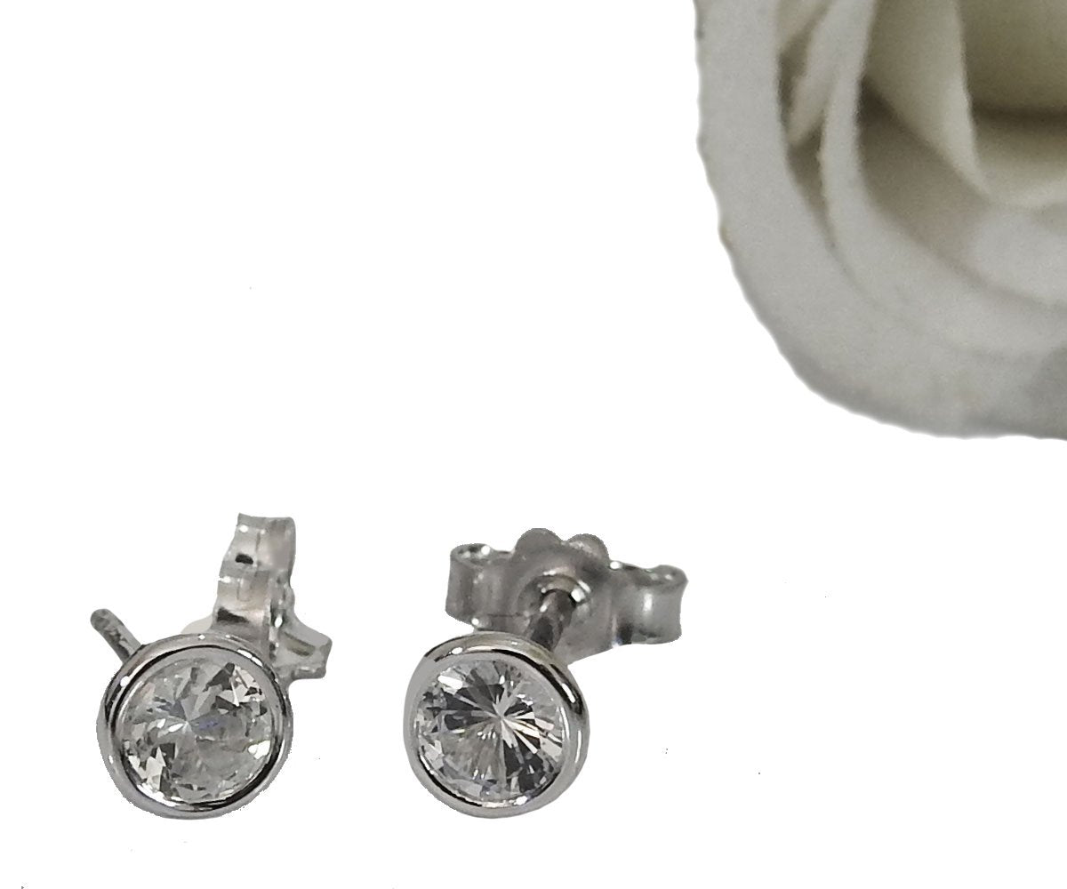 Diamond Earrings half carat Bezel Stud Earrings Halo Earrings White Gold 18K Earrings Celtic Earrings Martini Tulip Earrings Birthday Gift