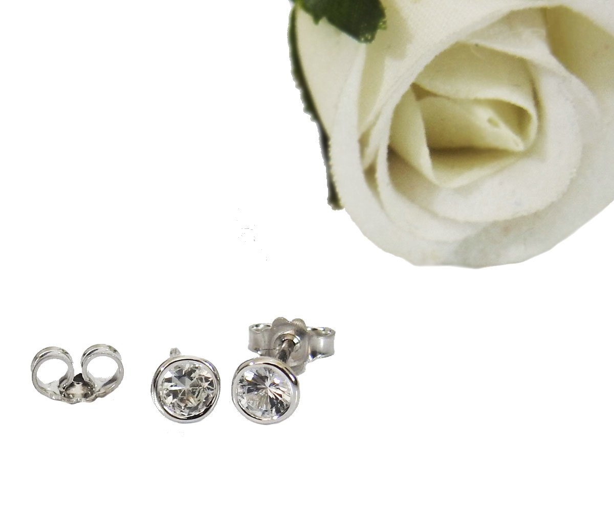 Diamond Earrings half carat Bezel Stud Earrings Halo Earrings White Gold 18K Earrings Celtic Earrings Martini Tulip Earrings Birthday Gift