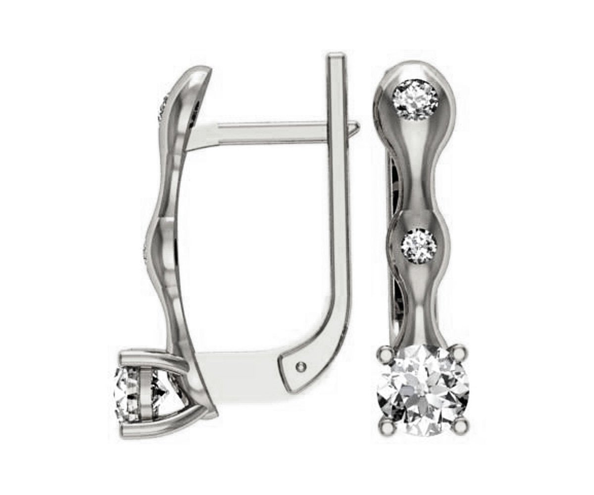 Hoop Leverback Earrings with Diamonds Back to school Gift For Her 18K White gold