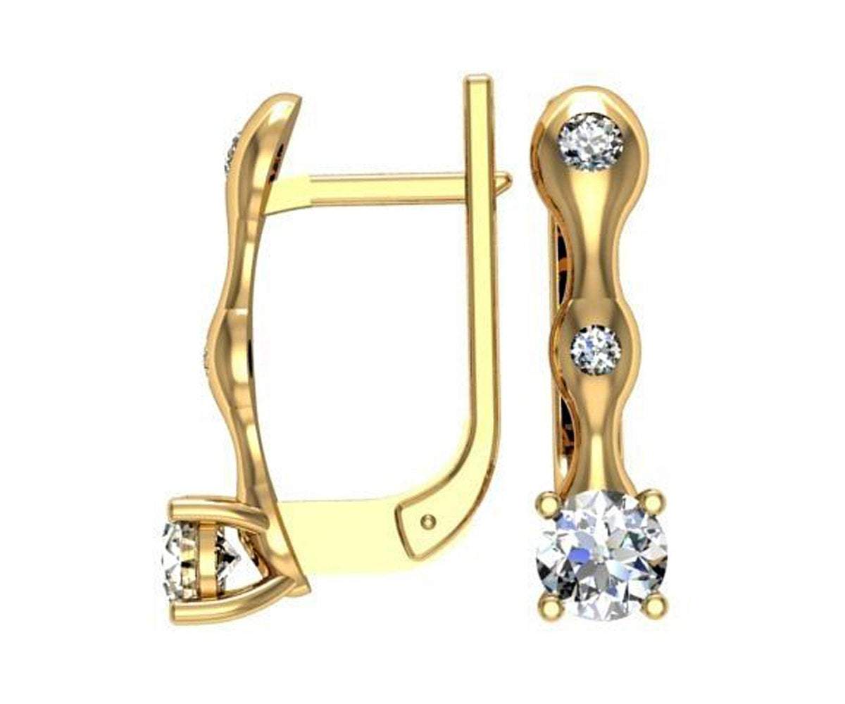 Hoop Leverback Earrings with Diamonds Back to school Gift For Her 18K Rose gold