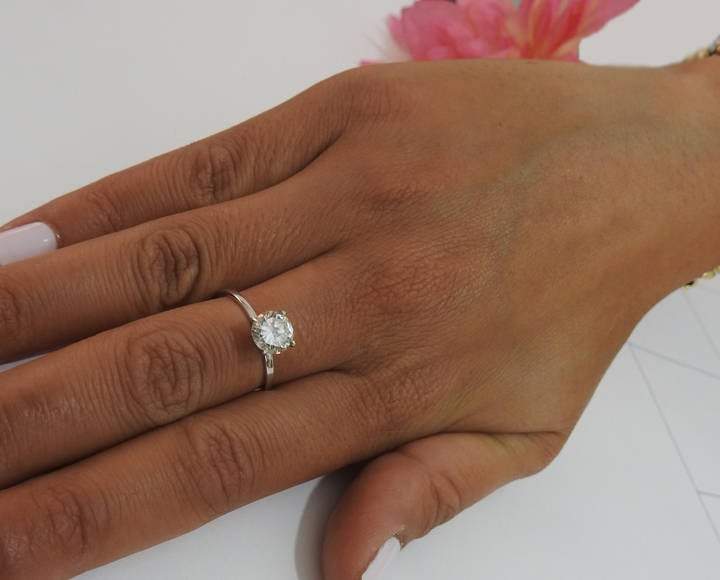 Diamond ring, Gold ring, Unique moissanite engagement ring Solitaire 14K White Gold