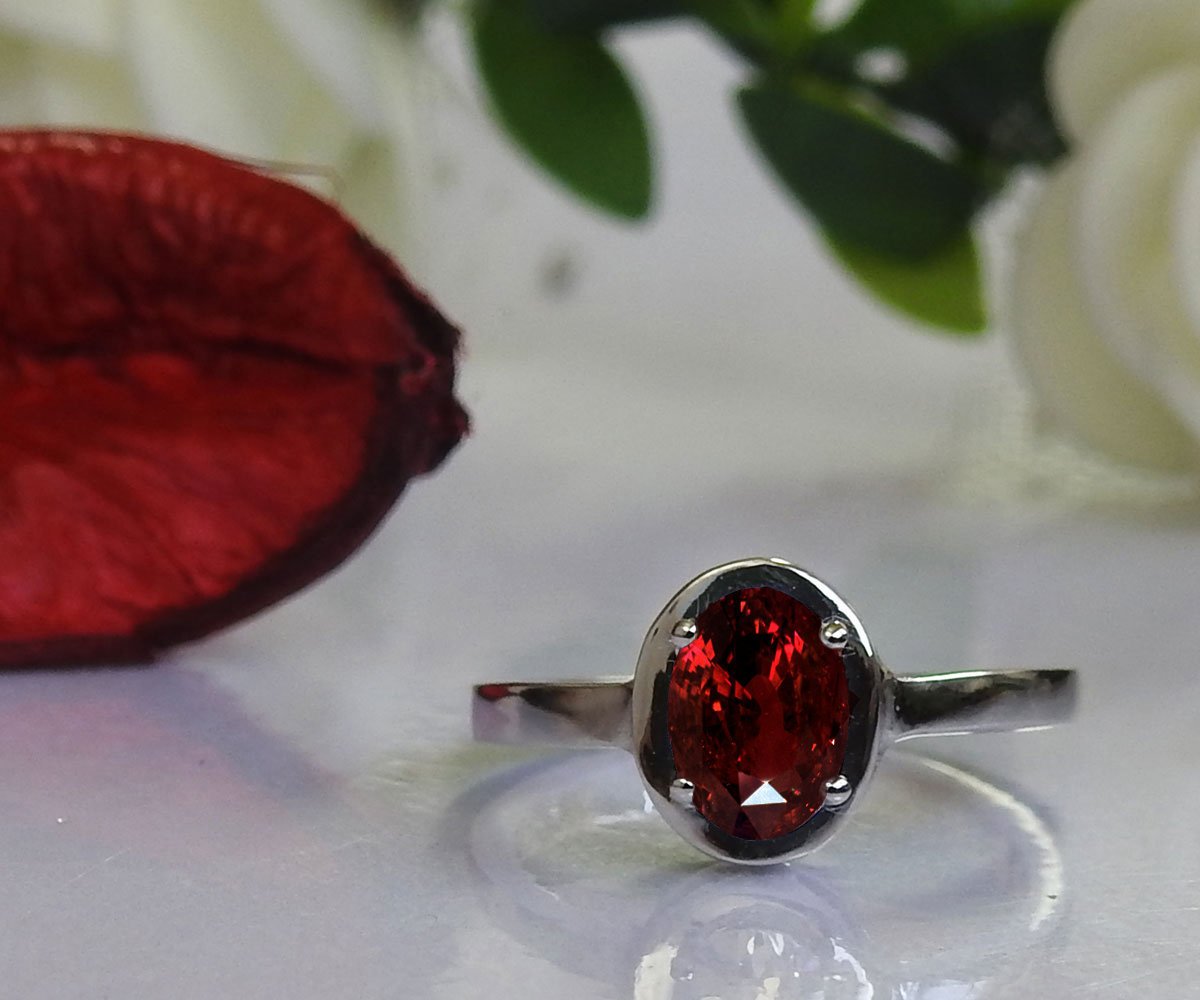 Ruby Ring Solitaire Ring Engagement ring Oval Ruby ring Red ring Solitaire ring 14K White gold