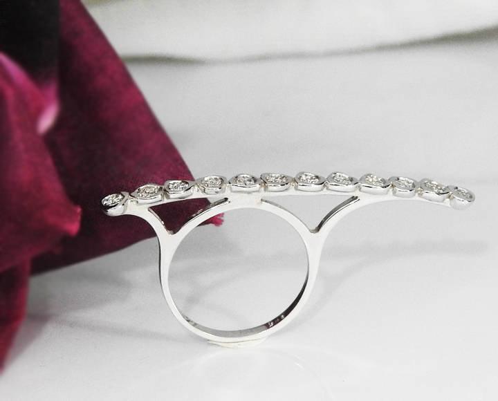 Long Ring Vintage Diamond Ring Ready to be shipped Jewelry long Rings 14K White gold Ring Statement Ring Boho Ring, Hippie, Gift Ring