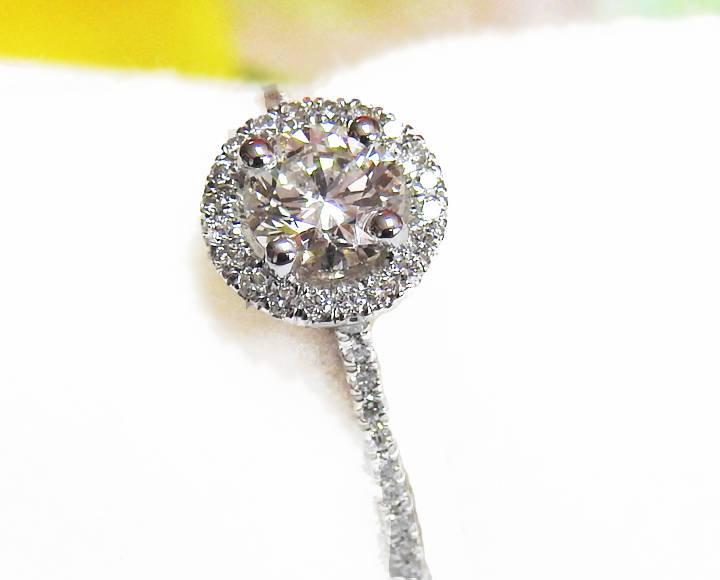 Unique Engagement Ring Halo Ring Diamond Ring Round Ring Circle Ring Anniversary Ring Modern 18K white Gold Anniversary Ring Christmas Gift - Lianne Jewelry