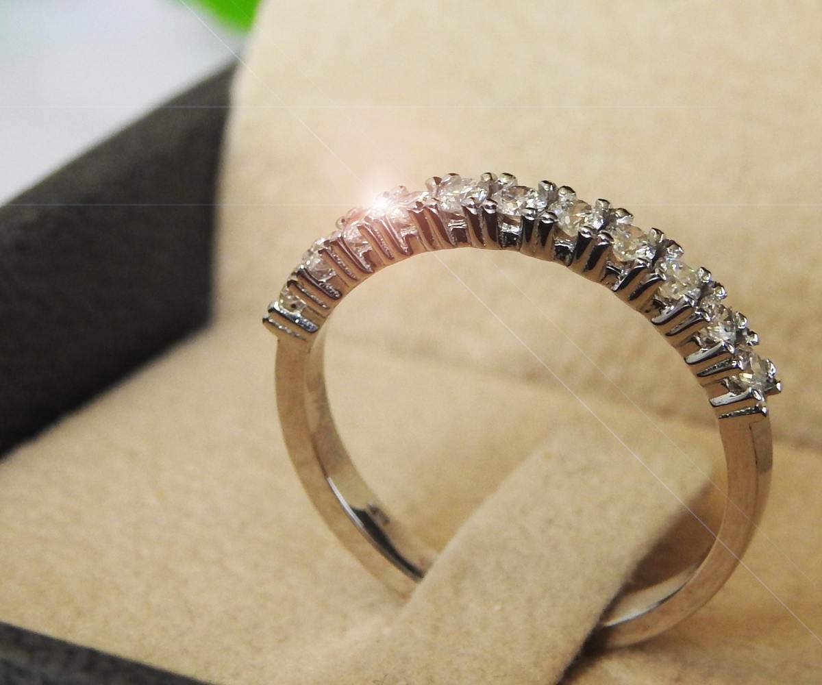 Vintage Half Eternity band  Diamond wedding band wedding band diamond band ring half eternity Stacking ring Minimalist ring 14K or 18K gold - Lianne Jewelry