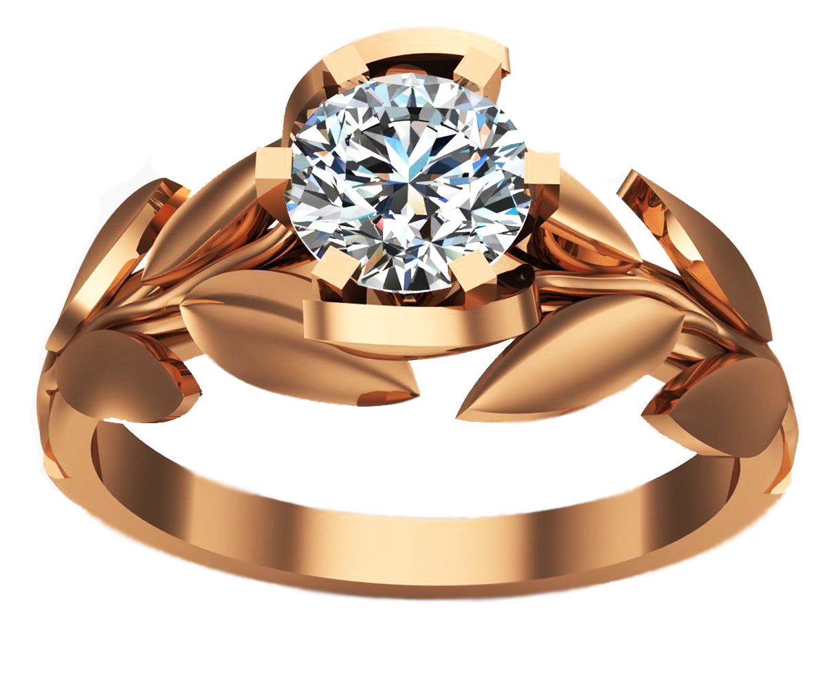 Rose Gold Ring, Leaves Ring, 18K Gold Diamond Engagement ring, Engagement ring, Leaf ring, Flower ring, Antique, Art nouveau, Vintage ring - Lianne Jewelry