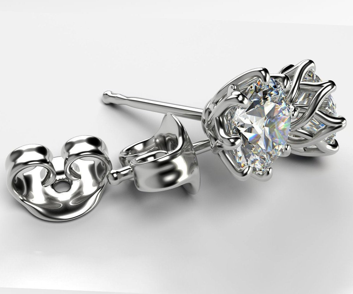1.80 carat Studs Classic Celtic Earrings Diamond Earrings Stud Earrings Studs 14K or 18K White gold 8 prongs Earrings Anniversary Earrings