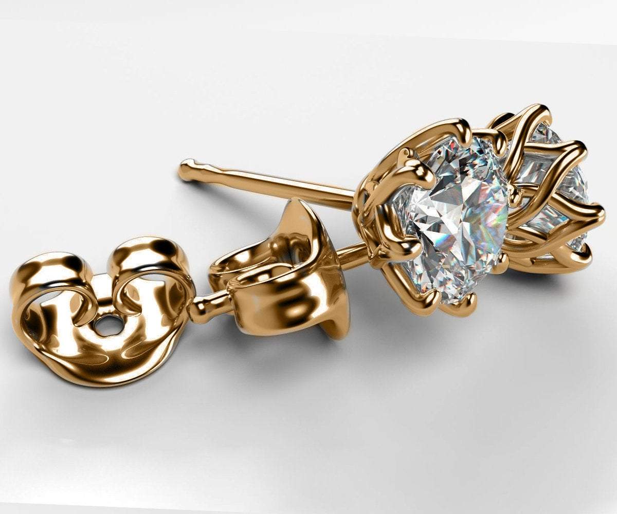 Moissanite Stud Earrings Studs Classic Art Nouveau Earrings Stud Earrings Studs 14K or 18K Rose gold 8 prongs Earrings Gift