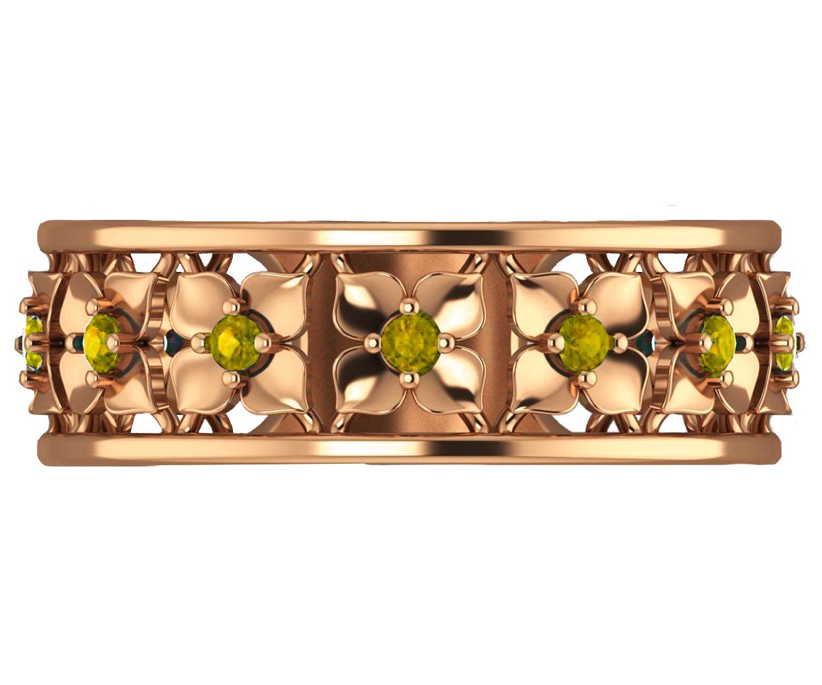 Rose Gold Yellow Flower Eternity Wedding band Ring Leaf ring Filigree band Friendship Yellow Floral Jewelry Yellow Sapphires Wedding gift - Lianne Jewelry