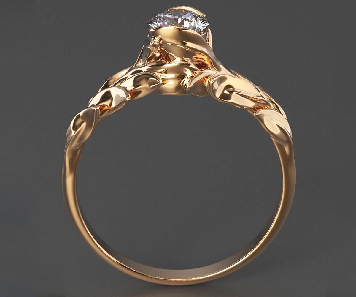 Leaves Engagement Ring,Branch Ring, Twig Ring, Gold and Diamond Engagement Ring - Lianne Jewelry
