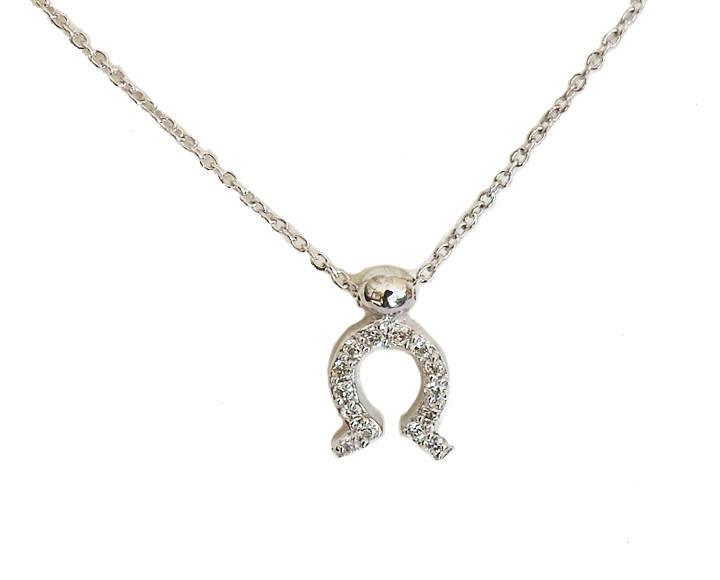 Diamond Pendant Omega Pendant Greek Symbol Gold Jewelry Necklace  Logo Charm Sign Medallion Jewellery 14K or 18K White Yellow or Rose gold - Lianne Jewelry