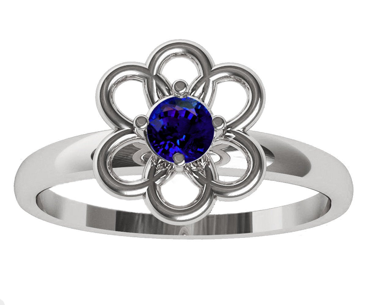 Blue Sapphire Solitaire Ring Flower Ring Leaves Ring Branch Ring Art Nouveau Unique Engagement Flower Jewelry Engagement Gift 14K - Lianne Jewelry