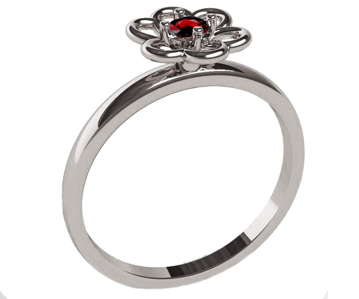 Ruby Ring Flower Ring Solitaire Ring White Gold Leaves Ring Branch Ring Art Nouveau Unique Engagement Flower Jewelry Engagement Gift