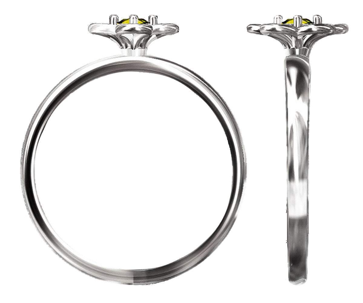 Yellow Sapphire Solitaire Ring Flower Ring White Gold Leaves Ring Branch Ring Art Nouveau Unique Engagement Flower Jewelry Engagement Gift