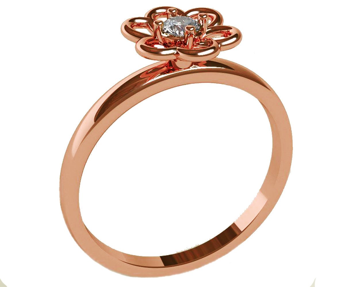 Rose Gold Diamond Solitaire Ring Flower Ring Leaves Ring Branch Ring Art Nouveau Unique Anniversary Flower Jewelry Engagement Gift 14K 18K