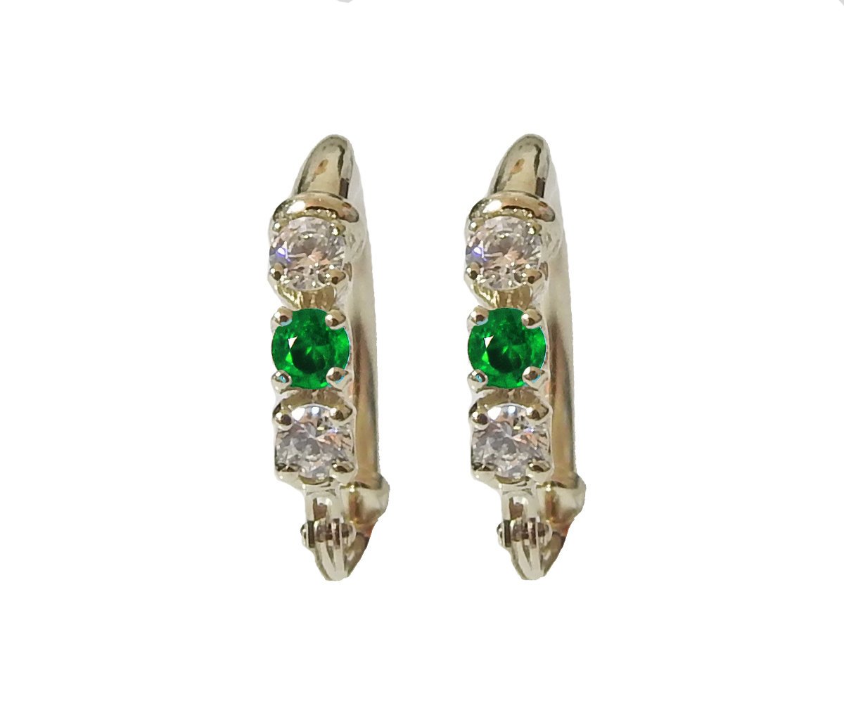Tiny Hoop Earrings, Circle Earrings, Emerald hoop Earrings, Yellow Circle Earrings, Girls Earrings