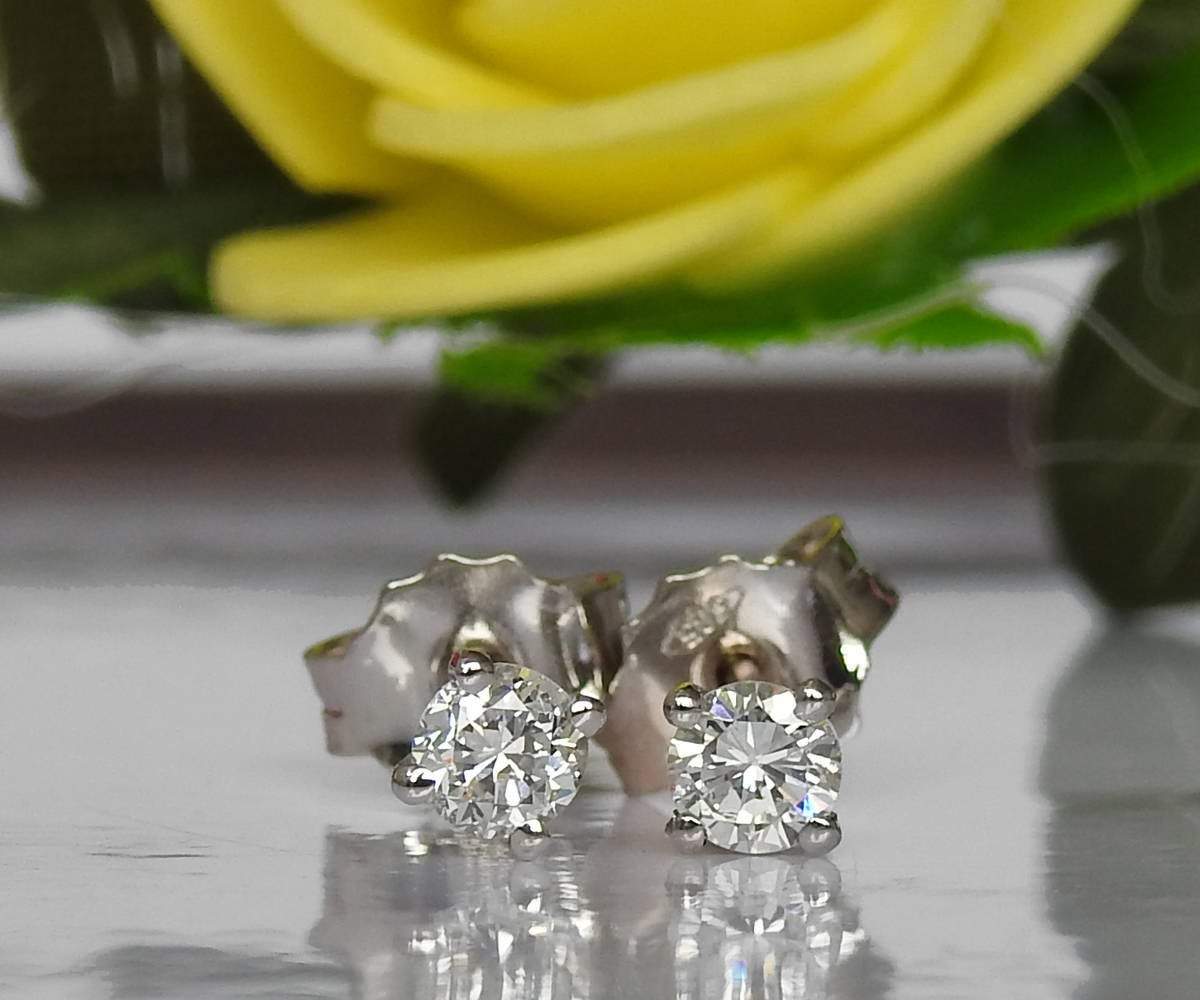 Celtic Earrings Diamond Earrings Stud Earrings Studs 14K or18K White gold Martini Earrings Diamonds 0.42 ct Round Anniversary Earrings - Lianne Jewelry