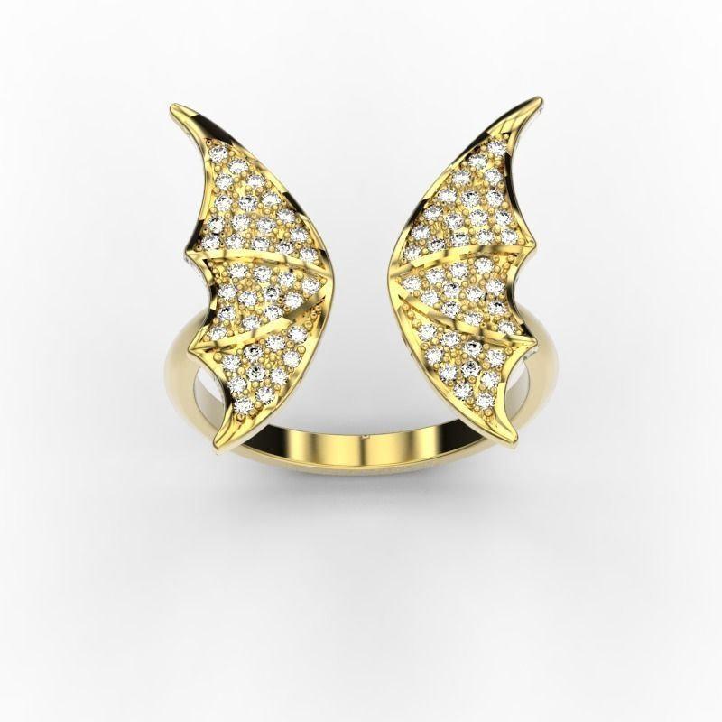 Butterfly Ring with Diamonds pave set Unique Anniversary