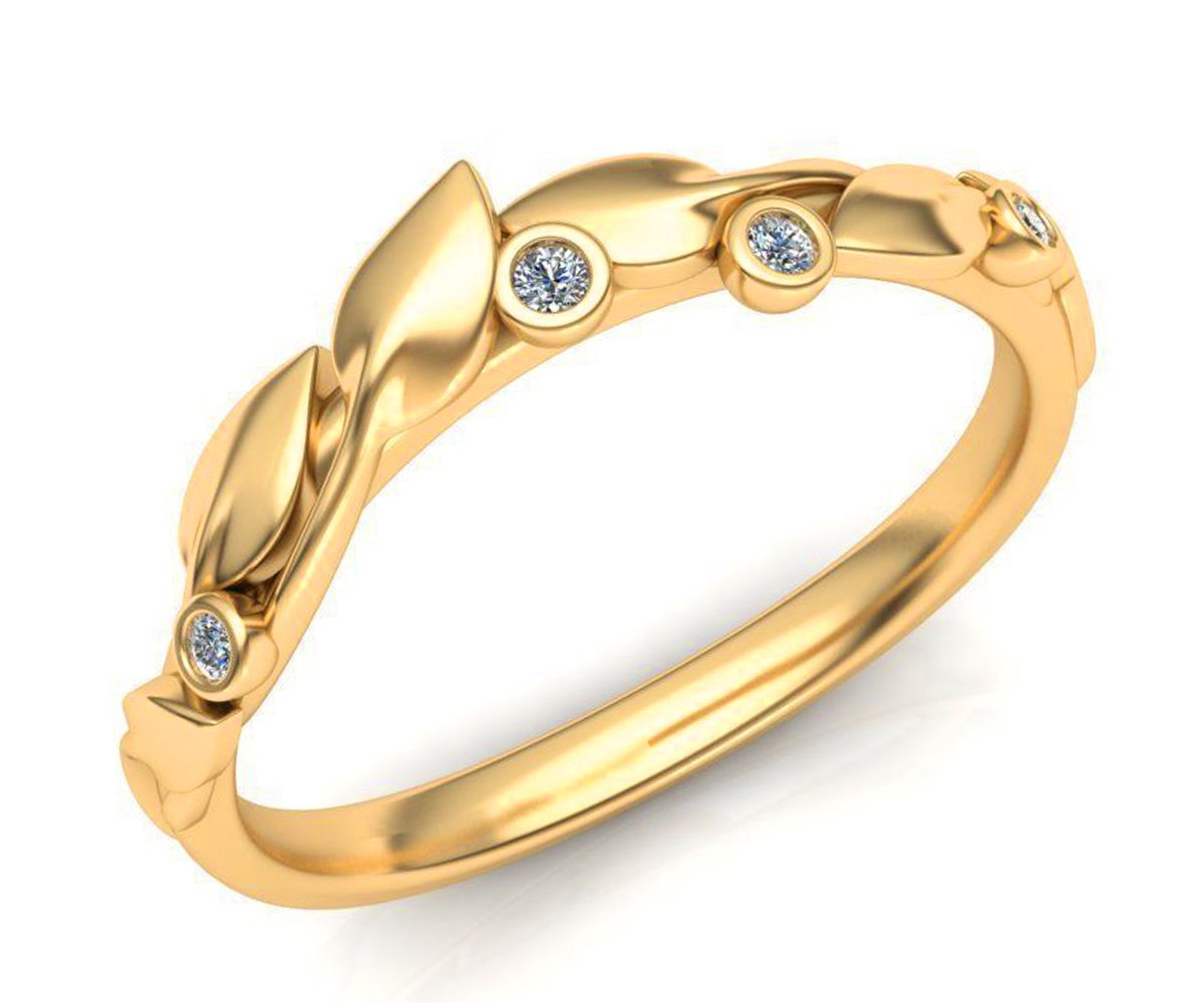 Yellow Flower Ring Leaves Ring Branch Ring Art Nouveau Diamond Unique Engagement Flower Jewelry Engagement Gift 14K Gold Solitaire Ring