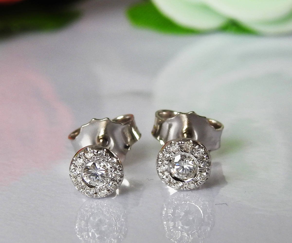 Killer Halo Earrings Halo Studs Sun Earrings Minimalist Earrings Diamond Earrings Stud Earrings Simple Earrings White gold Wedding Earrings