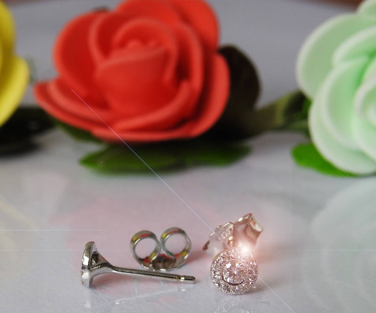 Killer Halo Earrings Halo Studs Sun Earrings Minimalist Earrings Diamond Earrings Stud Earrings Simple Earrings White gold Wedding Earrings