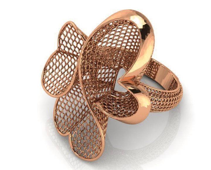 Big Flower Ring Trellis in Leaves 18K Ring Blossom Ring Floral ring Unique Engagement ring Sunflower Ring