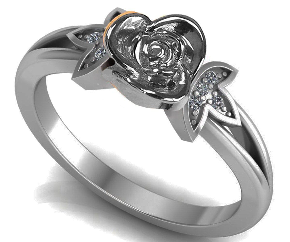 Exciting 18K Unique Diamond Ring with White Gold Flower Ring Unique Engagement Ring with Leaves Floral ring Birthday Gift For Her Love Gift