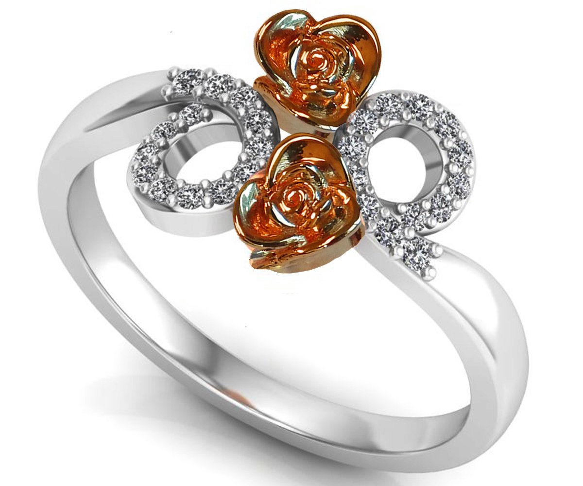 Circle Ring Engagement Ring, Two Rose Roses Trendy Ring, Lovers Gift, Forever, You and Me, Art Nouveau Floral ring, Birthday Gift