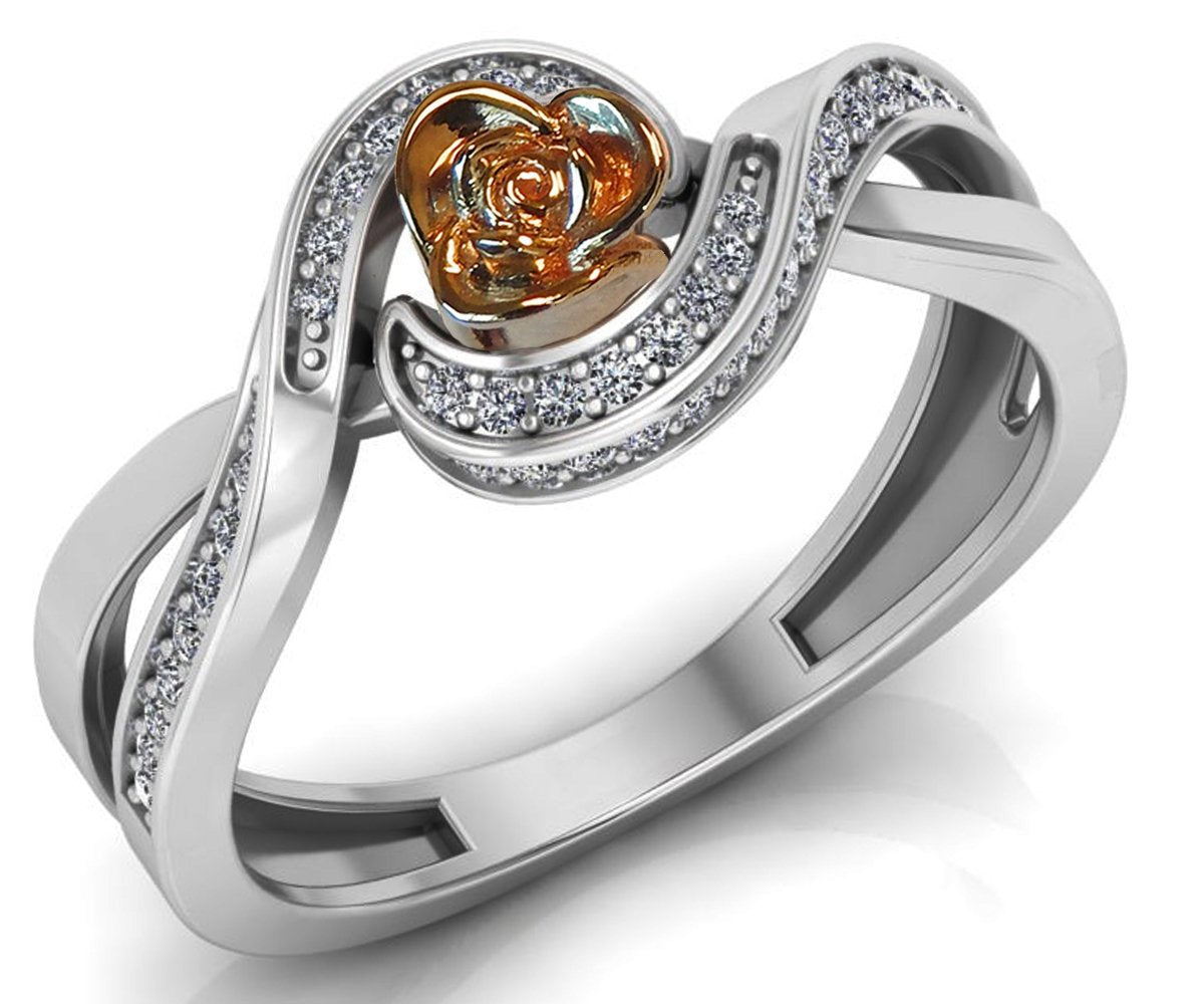 Swirl Ring Rose Pave Flower Ring Flower Ring Spiral Ring Unique Engagement Ring Diamonds Floral ring Birthday Gift For Her Gift