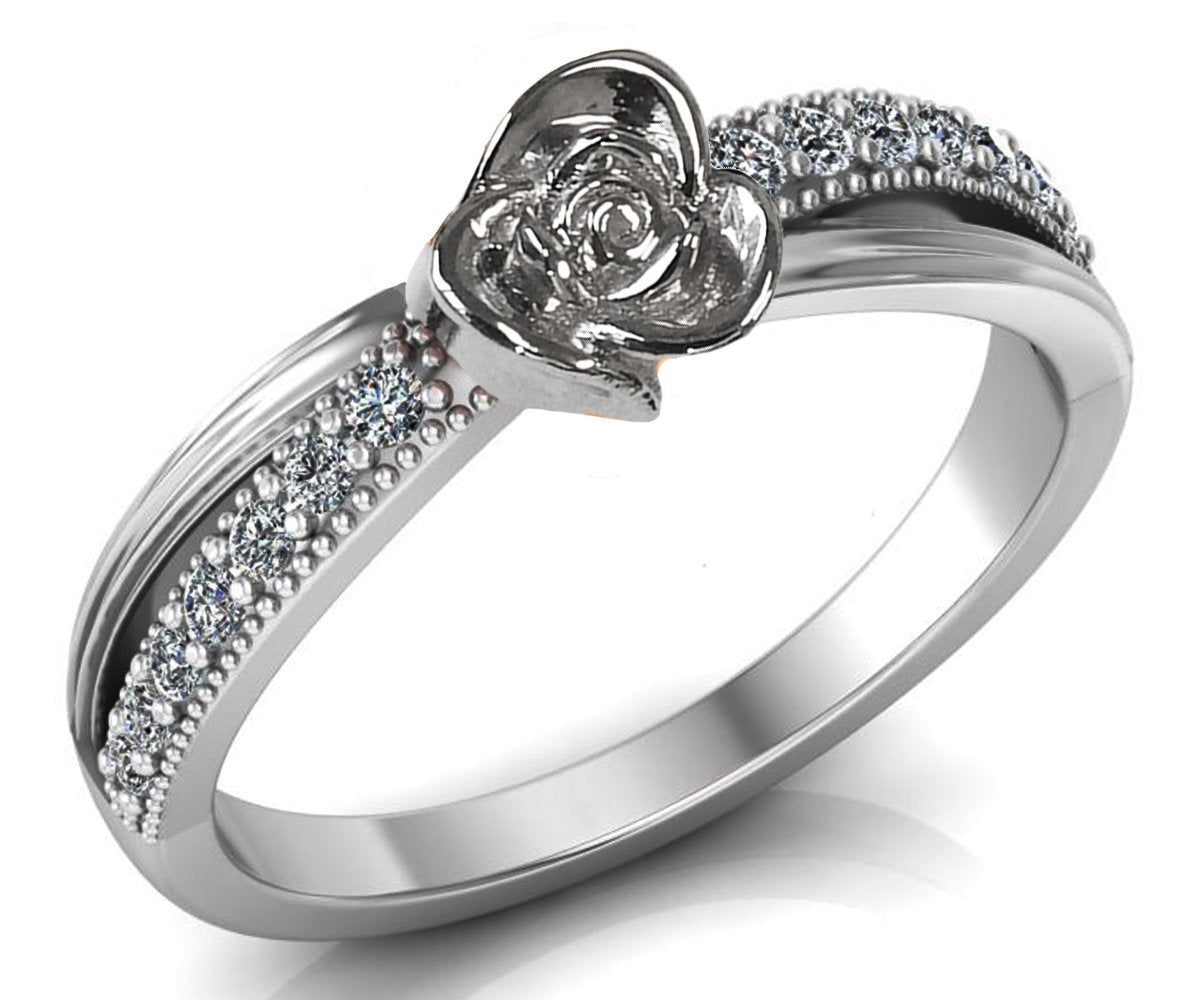 Flower Engagement Ring White Rose Filigree White Gold Flower Ring Unique Floral Mid Century Birthday Gift For Her Gift - Lianne Jewelry