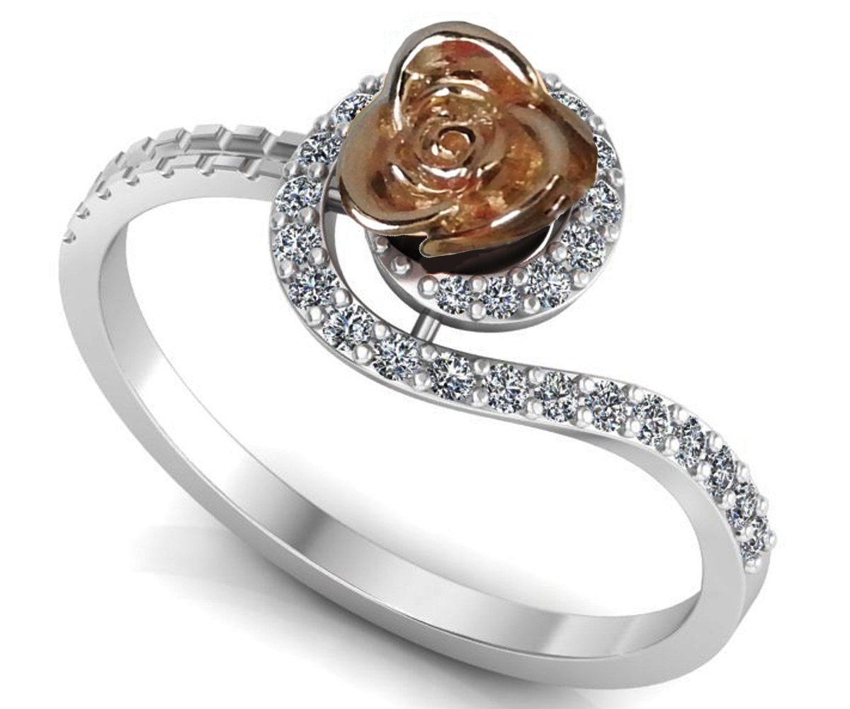Birthday Gift Yellow Rose Engagement Ring 18K Floral Ring Art Nouveau Floral ring Birthday Gift For Her