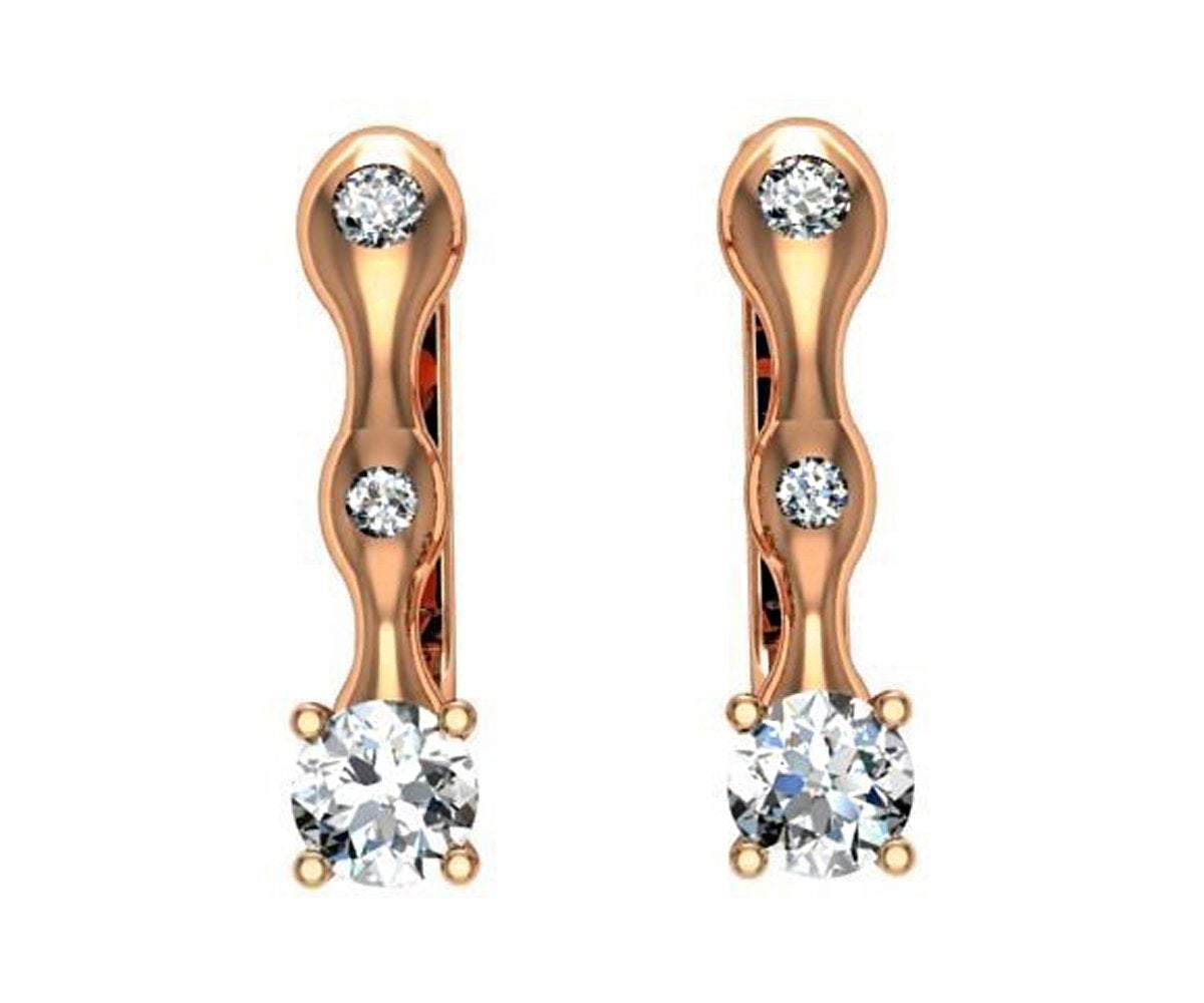 Hoop Leverback Earrings with Diamonds Back to school Gift For Her 18K Rose gold - Lianne Jewelry